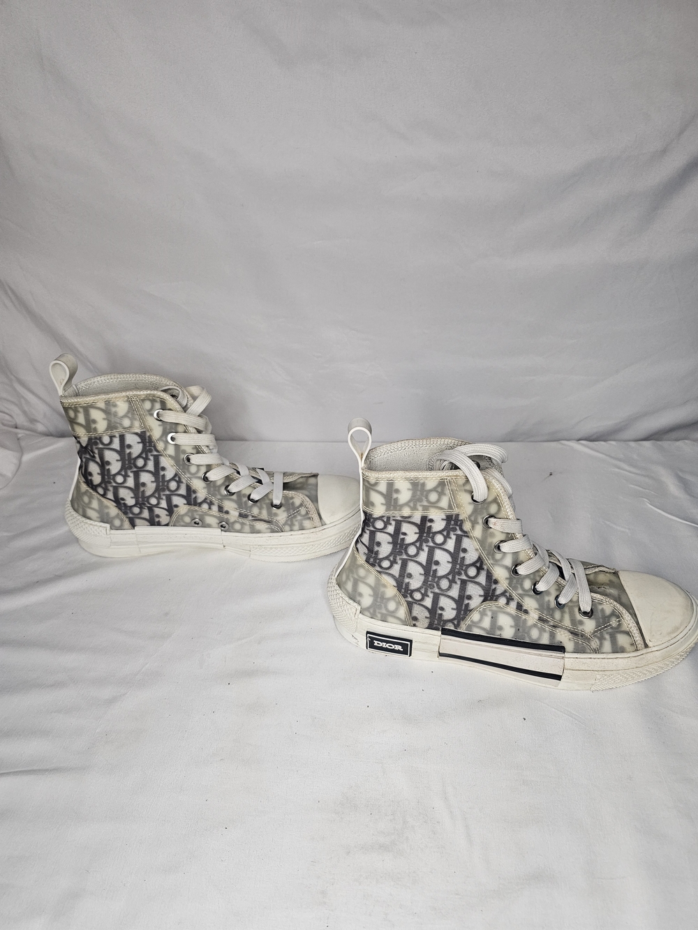 Dior Women's Translucent High-Top Sneakers in White and Grey. - Picture 3 of 12